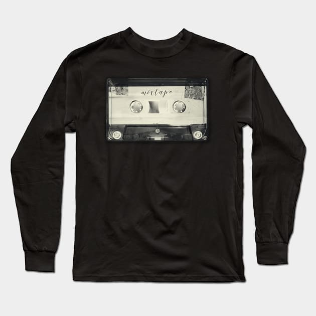 Negative Retro Cassette Tape Long Sleeve T-Shirt by DyrkWyst